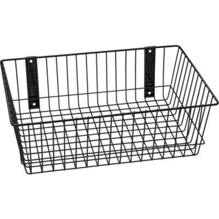 HORIZON MFG Rack'em„¢ Mount Anywhere Wire Basket 18"W x 12"D x 6"H Black 9085-B